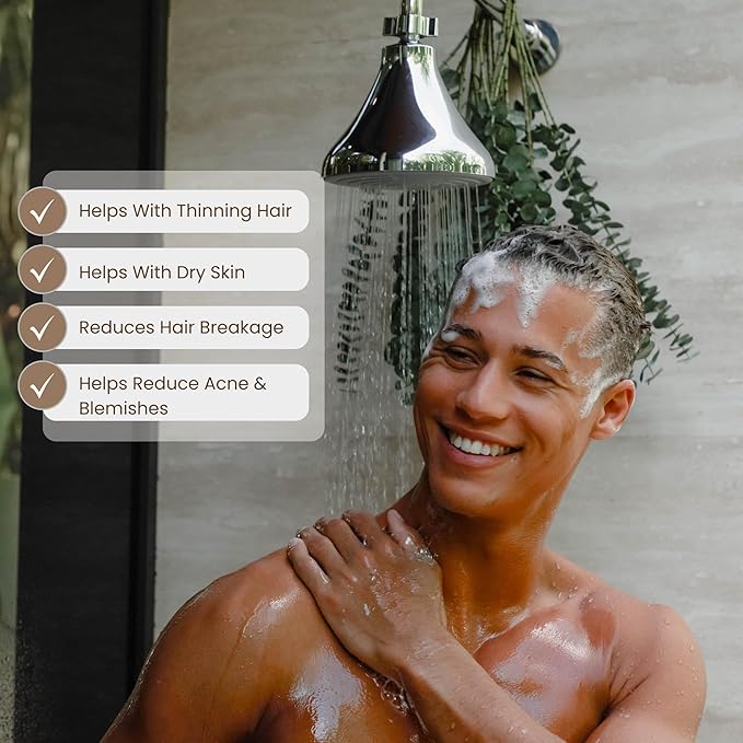 NUUD Filtered Shower Head | Removes Chlorine, Heavy Metals + Contaminants for Healthier Scalp, Skin & Hair | Protects Hair & Soothes Dry Skin | High Pressure Shower Head Filter | Brushed Nickel