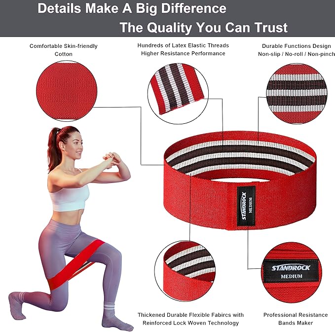 Fabric Resistance Bands for Working Out, 3 and 4 Levels Booty Bands Long Resistance Bands for Women and Men | Elastic Bands for Exercise Bands Resistance Workout Bands Resistance-FlexoryFit