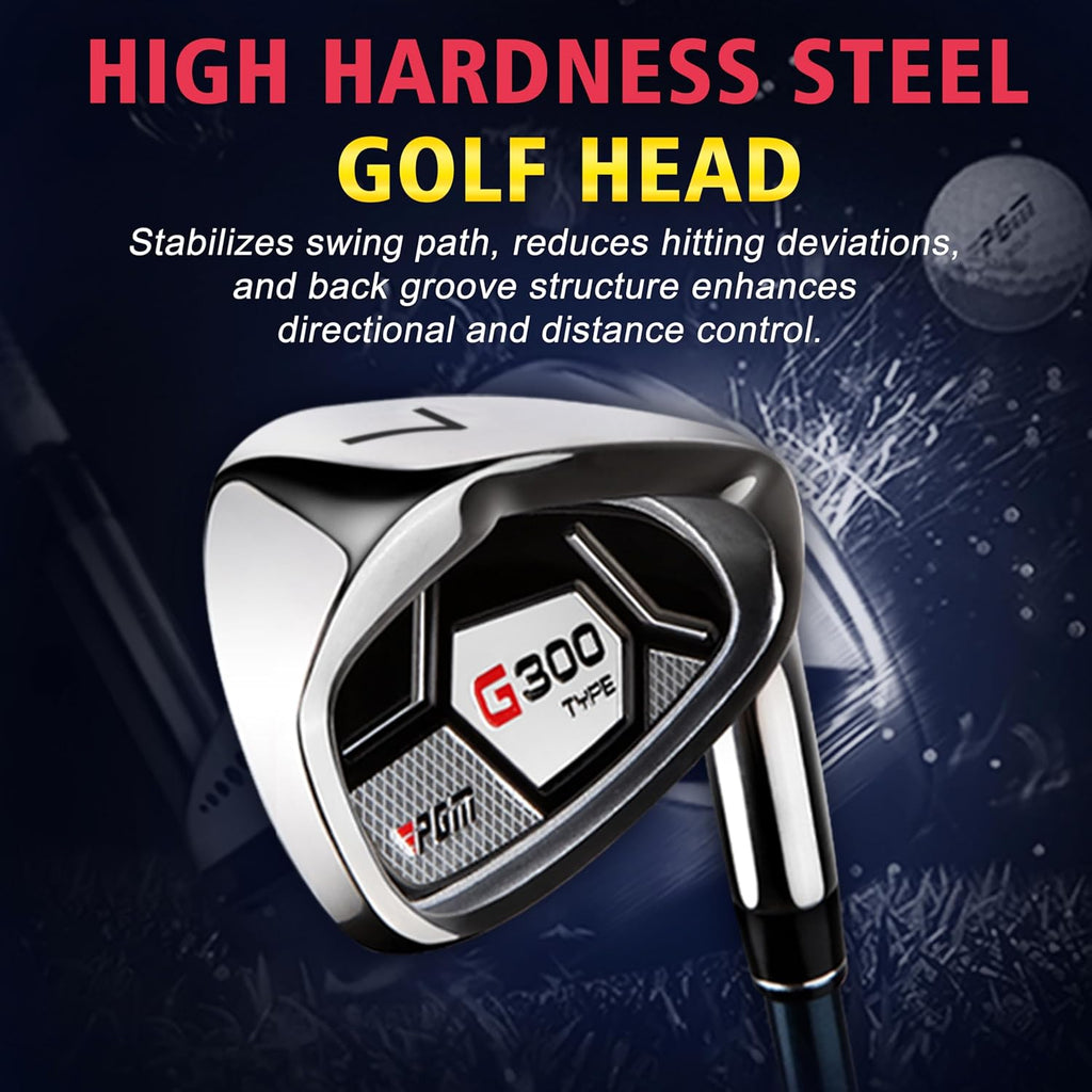 PGM Men's G Type Complete Golf Club Set - Titanium #1 Driver, Draw-Biased Hybrid, High-Strength Iron Set, High Forgiveness Putter, with Stand Bag