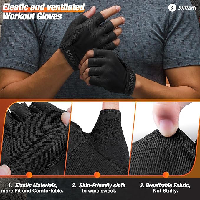 SIMARI Breathable Workout Gloves for Men and Women, Padded Weight Lifting Gloves with Great Grip, Full Palm Protection for Gym Training, Cycling, Weightlifting, Exercise, Crossfit, Climbing-FlexoryFit