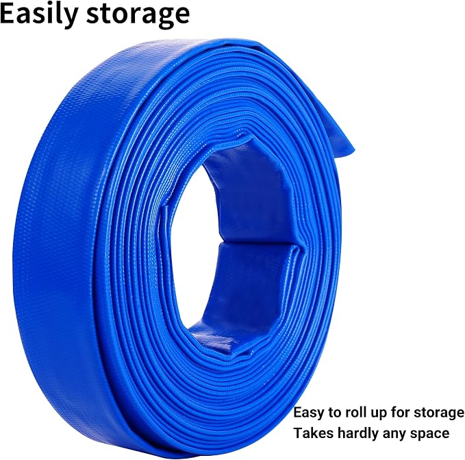 2" x 25 FT Pool Backwash Hose Blue Heavy Duty Reinforced PVC Lay Flat Water - Image 6