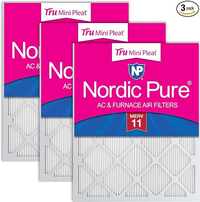 Nordic Pure 24x30x1 (23 1/2 x 29 1/2 x 3/4) Tru Mini Pleat MERV 11 AC Furnace Air Filters 3 Pack