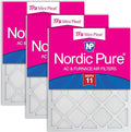 Nordic Pure 20x20x1 (19 1/2 x 19 1/2 x 3/4) Tru Mini Pleat MERV 11 AC Furnace Air Filters 3 Pack