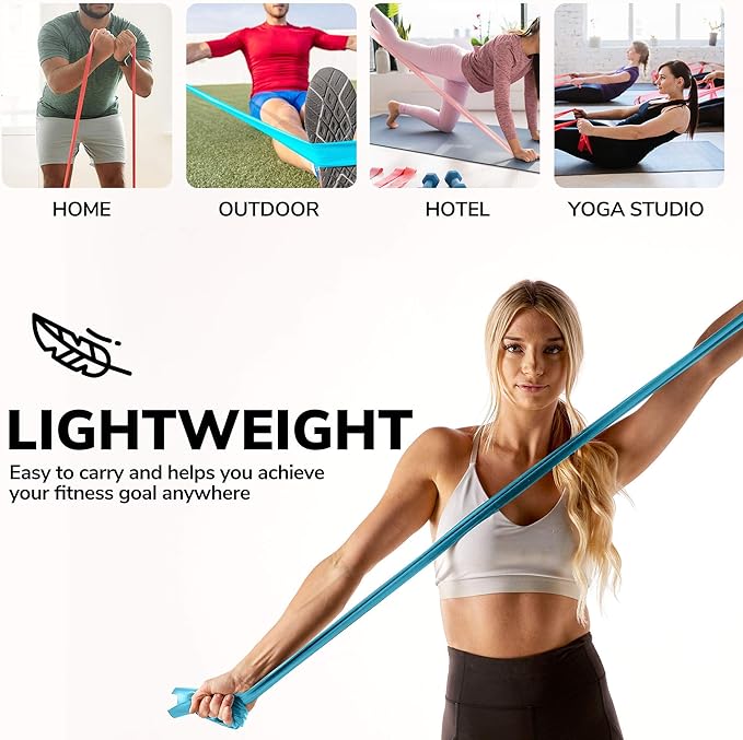 7Ft Long Resistance Bands for Stretching - Resistance Bands Set with Door Anchor - Exercise Bands Including Carry Pouch, E-Book & App - Latex-Free Workout Bands-FlexoryFit