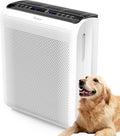 AROEVE Air Purifiers for Bedroom Home Large Room Up to 1504 Ft², 5 Layer Filter for Smoke Pollen Allergies Pet Dander Odor, Air Quality Monitor, Sleep Mode, Timer for Office, Dorm, Kitchen, MK07 White