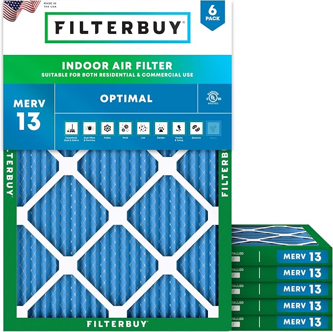 Filterbuy 14x16x1 Air Filter MERV 13 Optimal Smoke & Allergy Defense, by Filterbuy