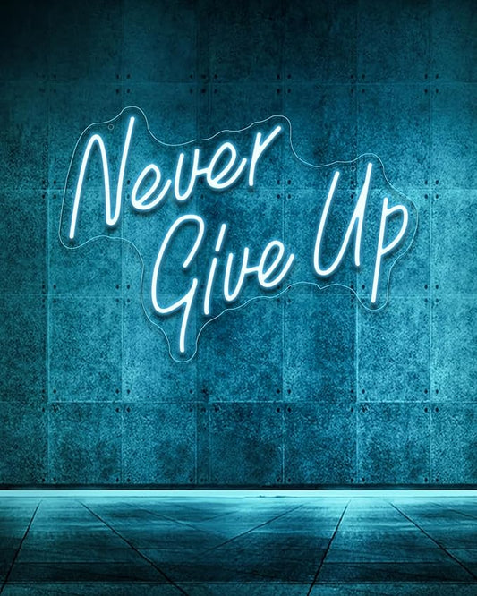 YIKBIK NEVER GIVE UPLED Neon Sign for Wall Decor,Neon Lights Party Decorations, USB Powered Switch Neon Lights lighting adjustable for Office Room, Gym Room, Man Cave, Gamer Room-FlexoryFit