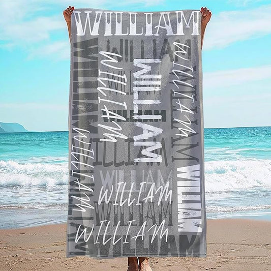 JML Personalized Beach Towel with Name, Custom Beach Towel with Name, Customized Microfiber Pool Towel, Quick Dry & Absorbent Swim Towel for Adult,Anniversary, Birthday, Summer Holiday,Vacation-FlexoryFit