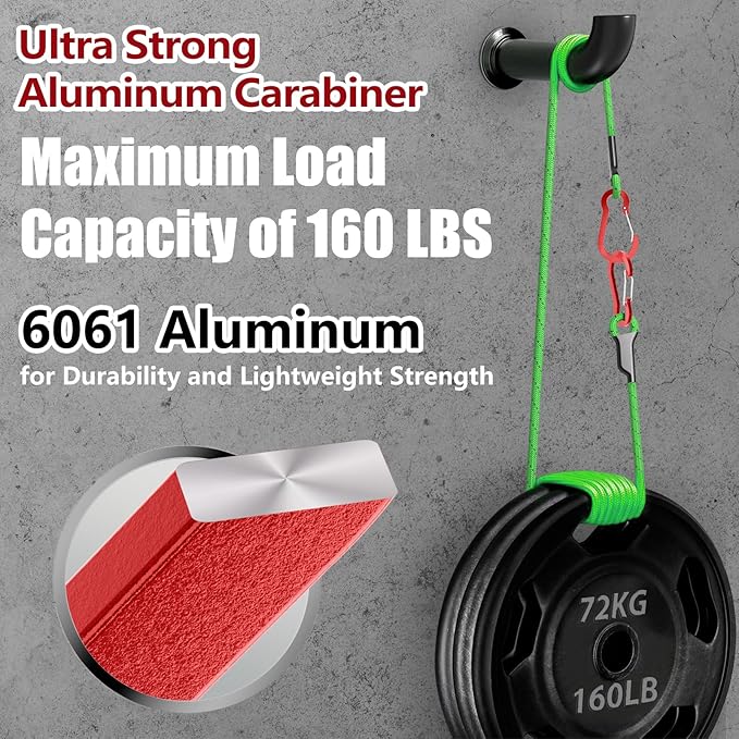 sprookber 3.2 Inch Aluminum Carabiner Clips D Ring, Caribeaner Spring Snap Hook with Keychain for Camping, Hiking, Gym & Outdoor Gear, Set of 10