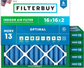 Filterbuy 16x16x2 Air Filter MERV 13 Optimal Smoke & Allergy Defense, by Filterbuy