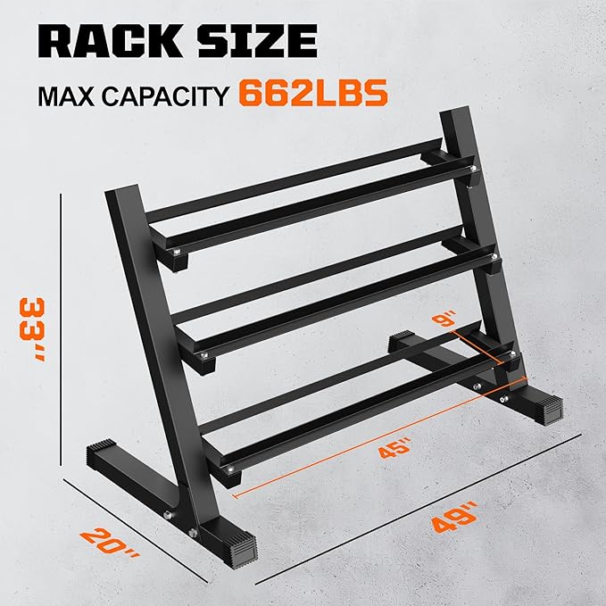 450/550 Dumbbell Sets with Rack, Rubber Hex Dumbbells, Free Weight set for Home Gym, Hand Weights with Chrome Handle for Strength Training-FlexoryFit