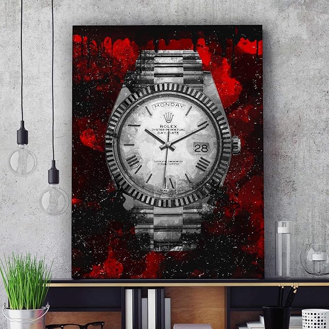 Luxury Watch Canvas Print Office Wall Decor Modern Art Pop Culture Decoration Inspiration Clock Timer Prints Framed Arts Walls Furniture (18" x 12")-FlexoryFit