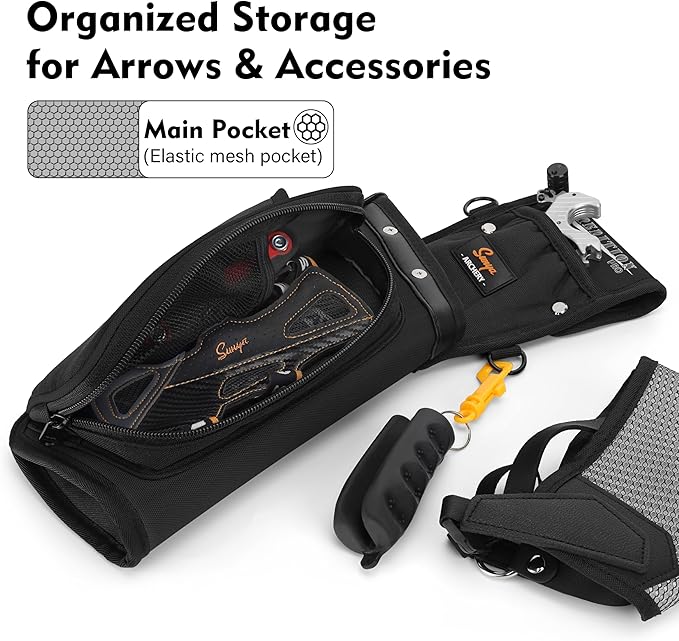 SUNYA X510 Field & Competition Hip Arrow Quiver | 3-Slot Noise-Free Archery Quiver with Sturdy Storage System (42x18cm)