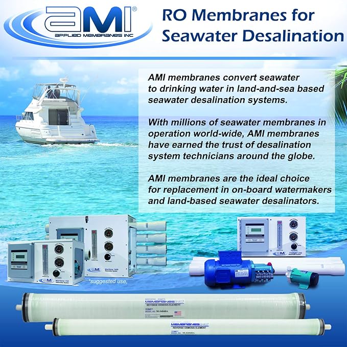 2.5" x 21" Seawater RO Membrane | Watermaker Replacement Membrane | Applied Membranes M-S2521A 300 GPD SWRO (2.5" x 21")