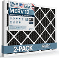 BNX TruFilter 20x25x1 MERV 12 Odor Defense (2-Pack) AC Furnace Air Filter with Activated Carbon - MADE IN USA - Pleated Air Conditioner HVAC AC Furnace Filters - Removes Odor, Mold, Bacteria, Smoke
