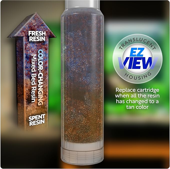 Aquatic Life Color Changing Deionization DI Resin for Hydroponic Reverse Osmosis Water Filter System RO Filtration Unit, Single Canister