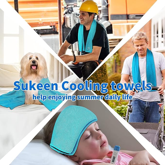 Sukkeen Cooling Towel (40"x12"), Soft Breathable Chilly Microfiber Towel for Yoga, Sports & More Activities-FlexoryFit