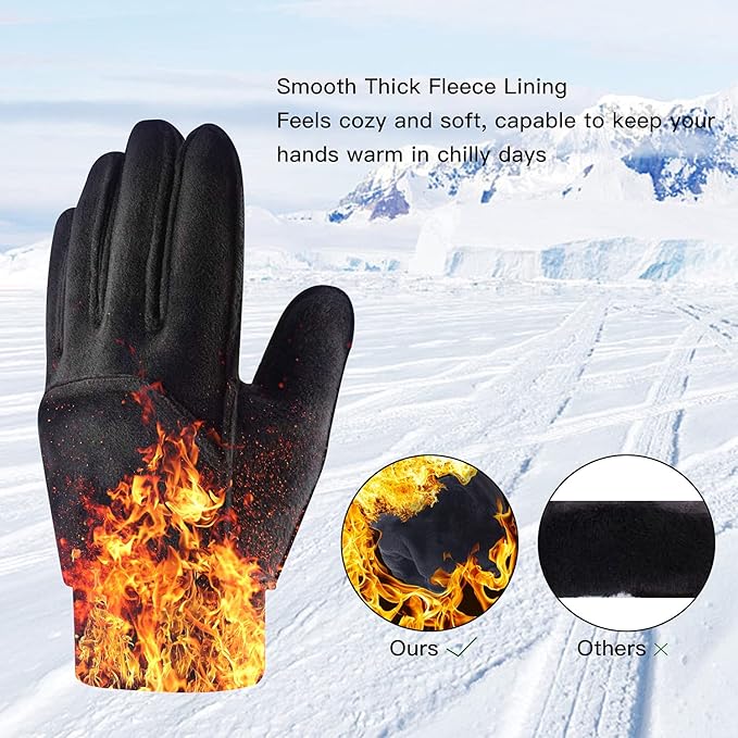 Kids Winter Gloves Thick Soft Fleece Warm Touch Screen Anti-Slip for Boys Girls 3-15 Years Cycling School-FlexoryFit