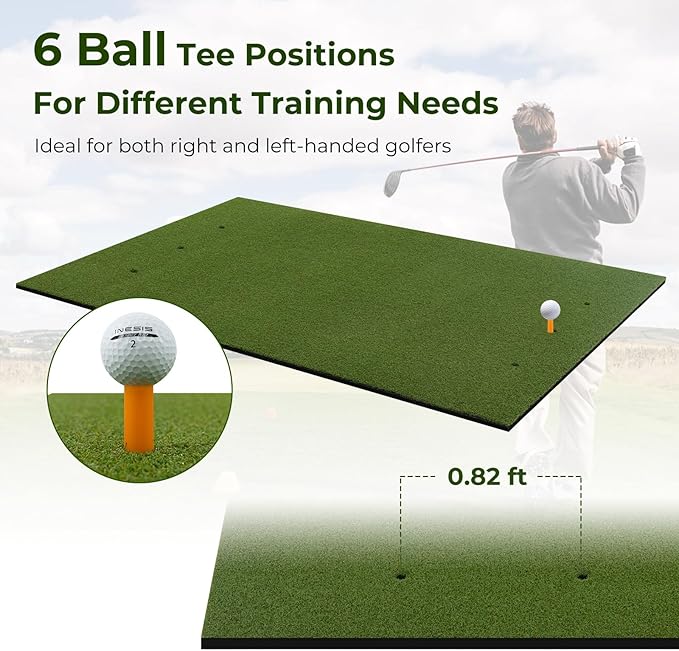 Tangkula Golf Hitting Mat, Artificial Turf Mat for Indoor/Outdoor Golf Practice Includes 2 Rubber Tees & 2 Alignment Sticks, Golf Training Mat for Home Backyard Garage