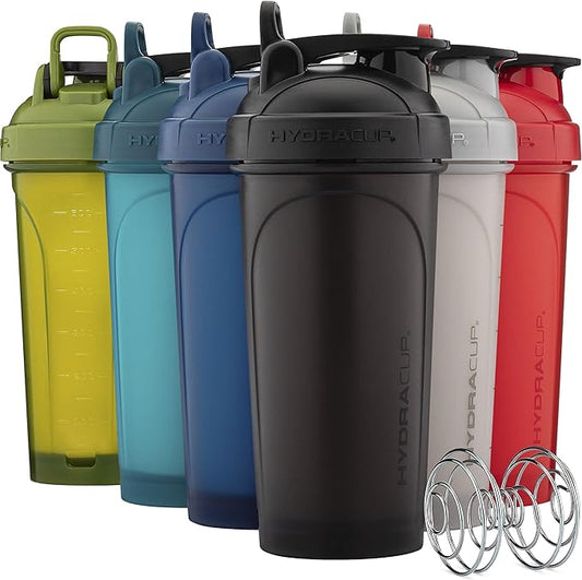 Hydra Cup ProFlow Shaker Bottles 6-Pack (28oz) | Protein Shaker Cups with Whisk Ball, Leak-Proof Lid, Hidden Carry Handle | BPA-Free Gym Mixer for Protein Powder, Mixing Supplements, Fresh Colors-FlexoryFit