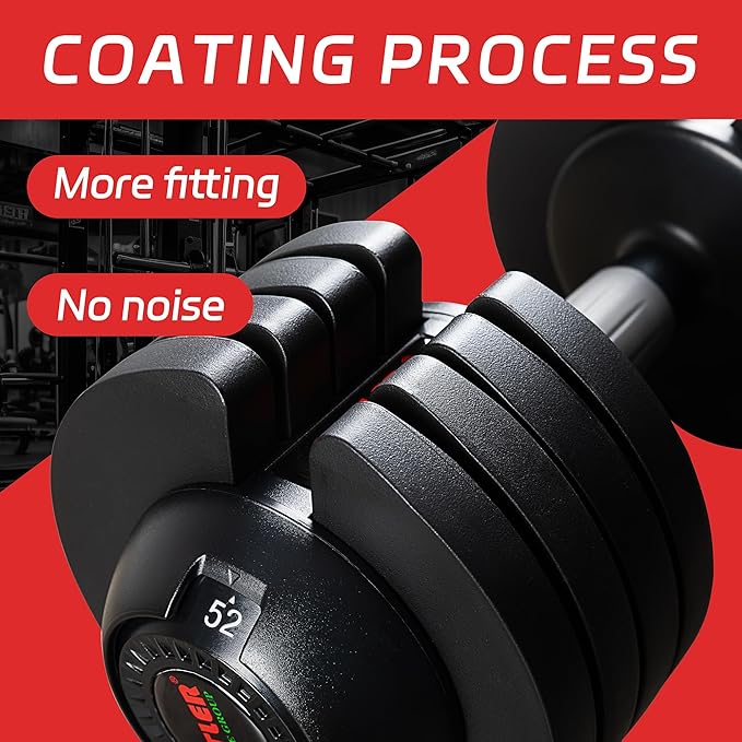 52LBS Single/Pair Adjustable Dumbbells Set Premium Rubber Coated Dumbbell Set with Secure Locking Mechanism for Safe & Customizable Strength Training-FlexoryFit