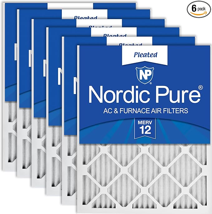 Nordic Pure 16x30x1 Pleated MERV 12 Air Filters 6 Pack by NordicPure
