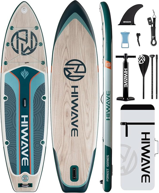 Inflatable Paddle Board 11 '* 34 "* 6" Extra Wide Sup Board, 420lb Capacity Paddle Board for Adults, Suitable for Sea and Lakes, 2+1Family Board