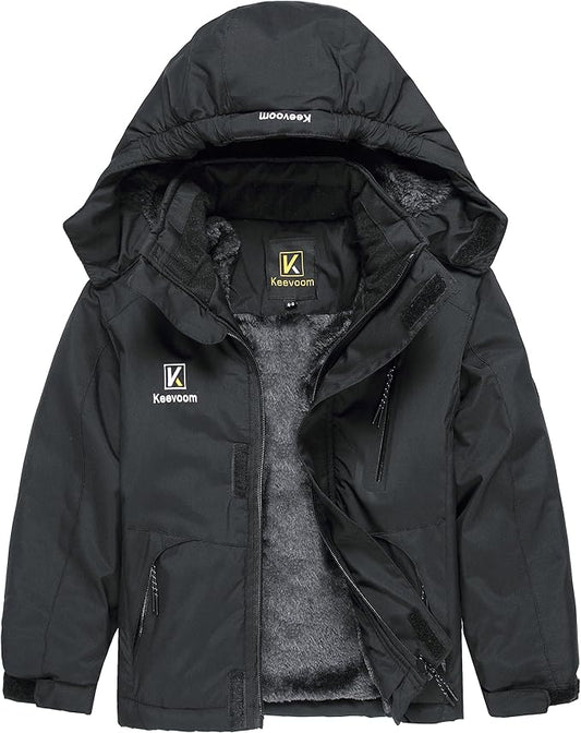 Keevoom Boys Winter Coat Ski Jacket Windproof Kids Snowboard Warm Fleece Snow Coat Waterproof Outdoor Hooded Ski Coats-FlexoryFit