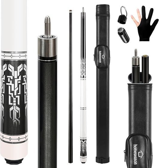 HomeSeason Glass Fiber Pool Cue 58" Professional Pool Stick 12.7mm 4-Layer Tip Low Deflection Cue Stick, 3 * 8/8Joint Pin, Ultra-Smooth, Billiard Cue Sticks-FlexoryFit