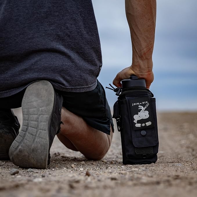 Iron InfideI Battle Bottle Sleeve - 64 oz and 32 oz Water Bottle Sleeve Only for Half Gallon 1L Steel Water Bottle | Rugged Cover with Molle for Versatile Design with Storage for Phone, Wallet & Keys-FlexoryFit