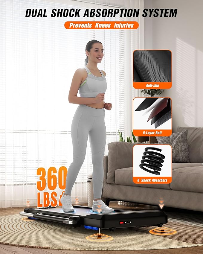 WELLFIT Treadmill for Home, 2 Level Incline Heavyduty Treadmill with Pulse Sensor, 4.0 HP, 1.0-10.0 MPH, 450/360 lbs Capacity, Large Running Area Treadmills with Bluetooth Player & LED Display