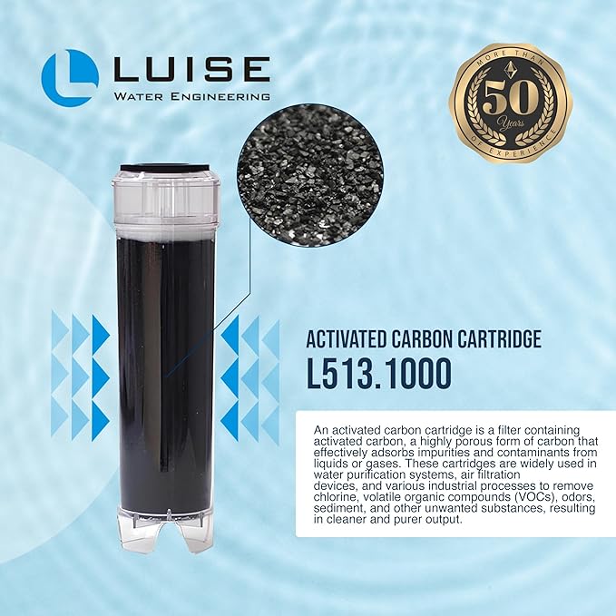 Luise 10" X 2.5" Italian Make Replacement Activated Carbon Cartridge For Dechlorination And Filtration Of Water (L513.1000)