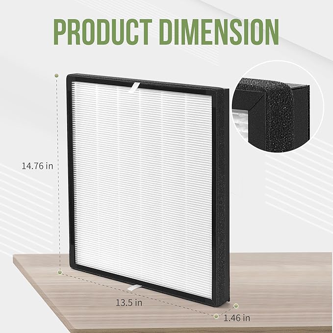 FLT5900 Filter J Compatible with Germ-Guardian Air Puri-fier Filter FLT5900, Fit for Models AC5900WCA and AC5900WDLX, 2 H13 HEPA Filters & 4 Carbon Pre-filters
