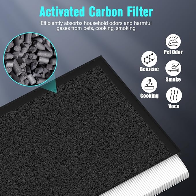 Replacement Filter Compatible with ECOSELF HAP603 Air Puri-Fier, 2-in-1 H13 Grade Filter with Active Carbon, 2 Pack HAP603 Filter, White