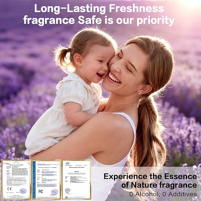 Car Air Freshener Refill for Men & Women 6.09 FL OZ /180ML-9 Month Lavender Scent Essential Oil Perfume, Essential Oil Made of Natural Plant Extracts, Compatible with Car Diffusers for Home/Office