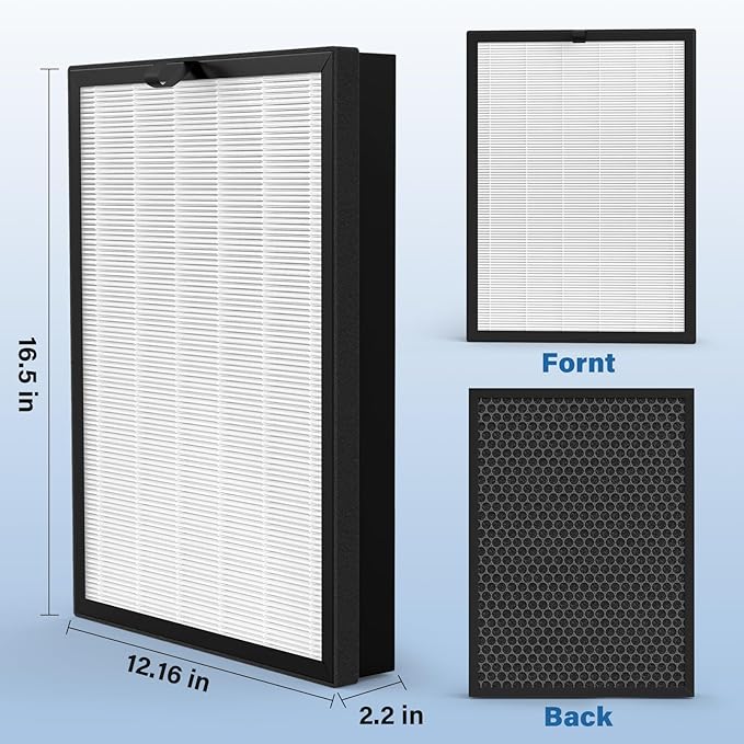 400 True HEPA 14 Replacement Filter Compatible With Puro 400 Air Purifier, 3-in-1 HEPA and Activated Carbon Filter, HP-14 400, 2 Pack