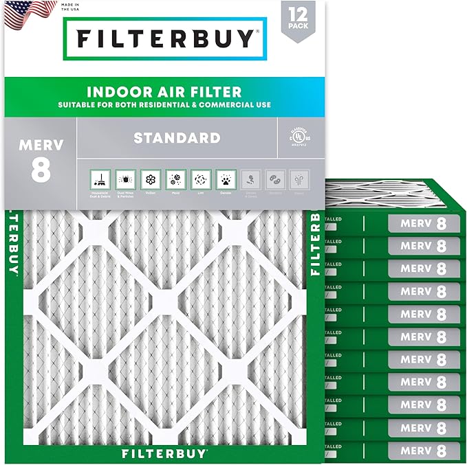 Filterbuy 16x21x1 Air Filter MERV 8 Essential Dust & Allergy Defense, by Filterbuy
