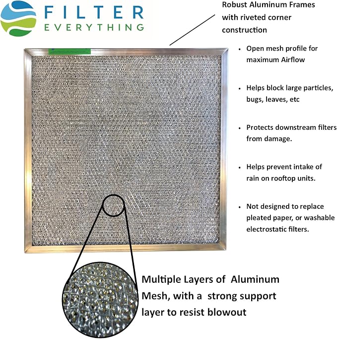 Filter Everything Washable Aluminum Air Filter – 12 x 25 x 1 – Permanent - Image 2