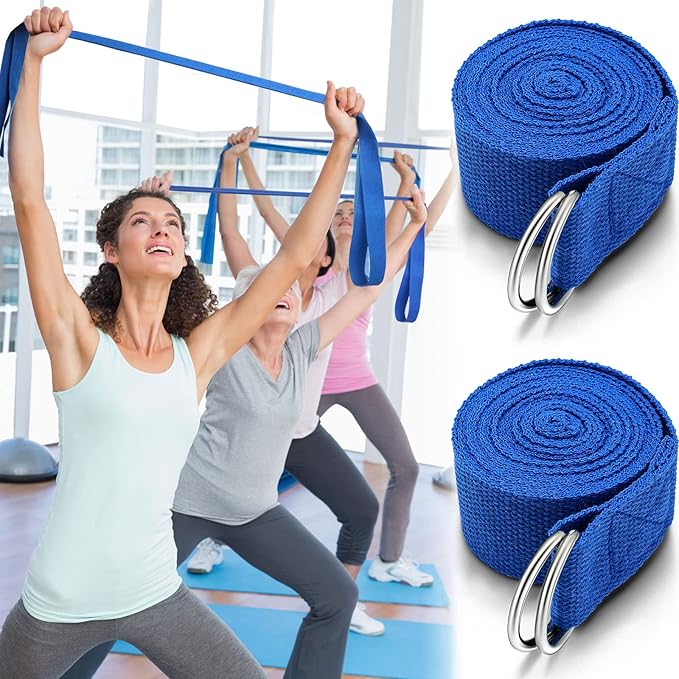 6 Pcs Yoga Strap for Stretching 8 Ft Yoga Exercise Adjustable Straps Bands with Safe Adjustable D Ring Buckle for Pilates Gym Workouts Fitness Improves Sitting Posture-FlexoryFit