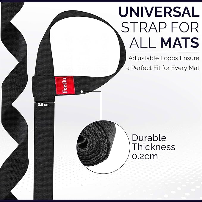 Yoga Mat Straps 2 in 1 - Cotton - Adjustable anti-slip straps for yoga, pilates, stretching, for carrying mats-FlexoryFit