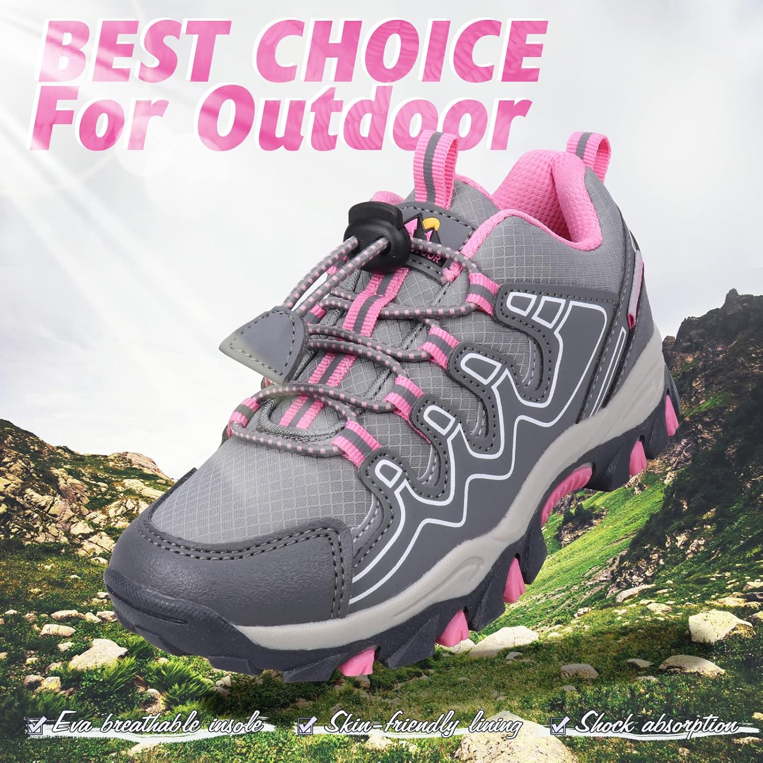 UOVO Boys Girls Kids Sneakers Hiking Running Outdoor Walking Tennis Shoes Waterproof Non Slip Fashion Sneakers(Little/Big Kids
