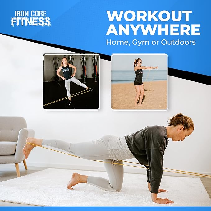 Pull Up Assistance Resistance Bands - Long Loop Power Bands for Men and Women - Strength Power Flexibility Training at Home & Gym - Ebooks & Workout Chart Included by Iron Core Fitness-FlexoryFit