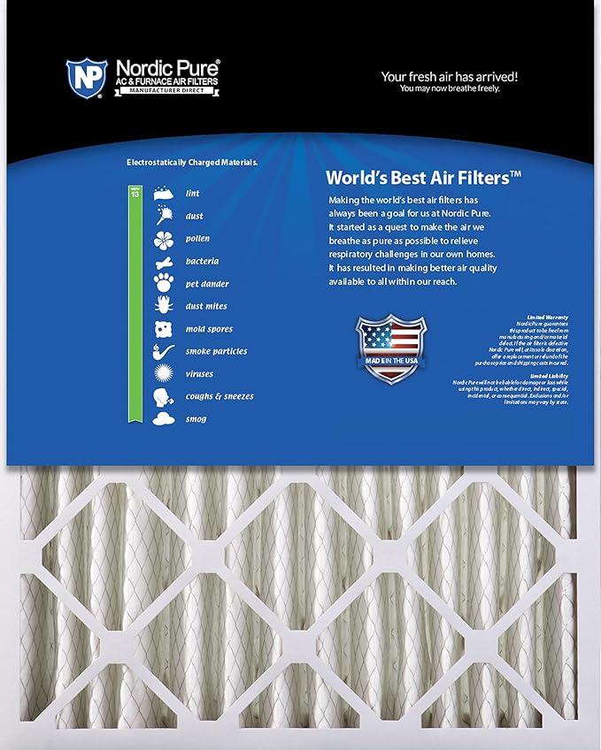 Nordic Pure 16x25x4 (15_1/2 x 24_1/2 x 3_5/8) Pleated MERV 13 Air Filter 1 Pack
