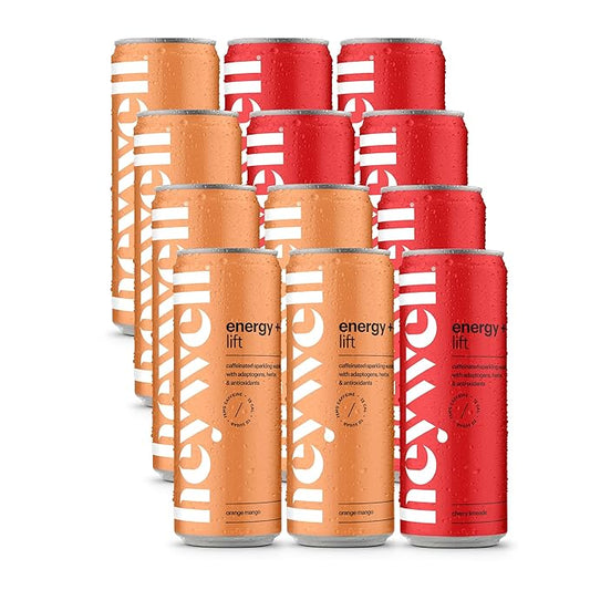 Heywell Sparkling Adaptogenic, Lift Variety Pack, 12 Fluid Ounce (Pack of 12) - Organic, Non GMO, Vegan, Gluten Free, Dairy Free-FlexoryFit