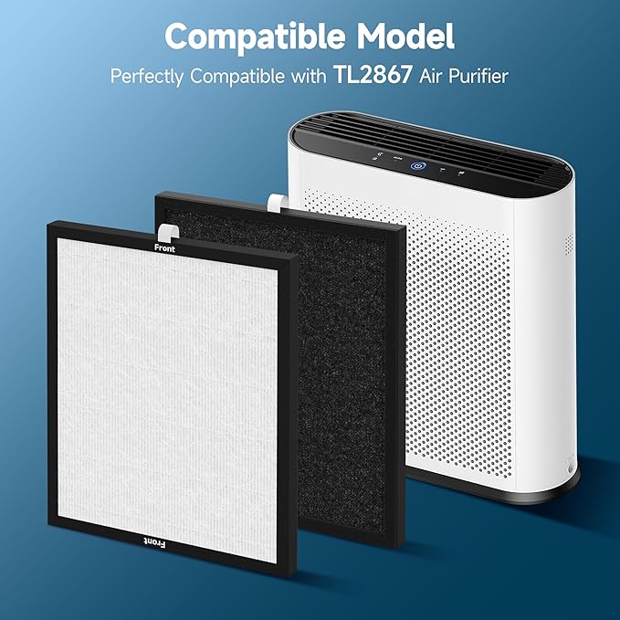 TL2867 Replacement HEPA Filter Compatible with MOOKA TL2867 Air Cleaner Purifier, 2 Packs