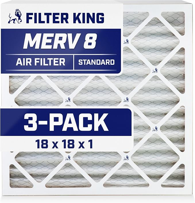 Filter King 18x18x1 Air Filter | 3-PACK | MERV 8 HVAC Pleated A/C Furnace by FilterKing