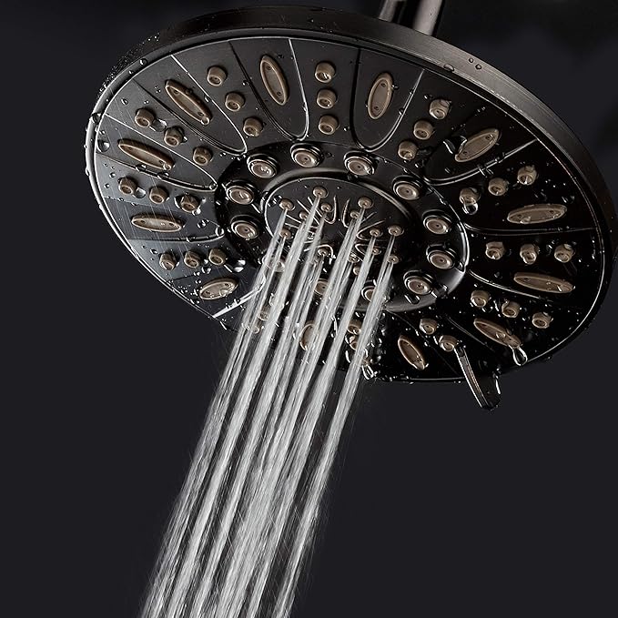 AquaDance Oil Rubbed Bronze High Pressure 6-Setting 7" Rain Shower Head – Angle Adjustable, Anti-Clog Showerhead Jets, Tool-Free Installation-USA Standard Certified-U.S. Brand – 1.8 GPM