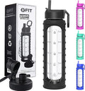 FIT Strong & Healthy 32 oz Glass Water Bottle with Straw Lid, Time Marker, Sleeve & Extra Lid - Motivational, Wide Mouth 1 Liter Glass Drinking Bottle