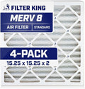 Filter King 15.25x15.25x2 Air Filter | 4-PACK | MERV 8 HVAC Pleated A/C Furnace by FilterKing