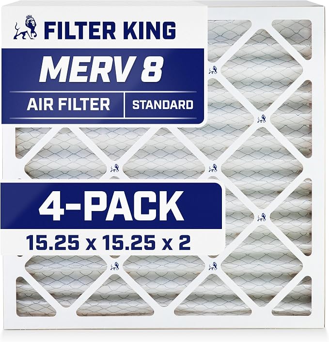 Filter King 15.25x15.25x2 Air Filter | 4-PACK | MERV 8 HVAC Pleated A/C Furnace by FilterKing